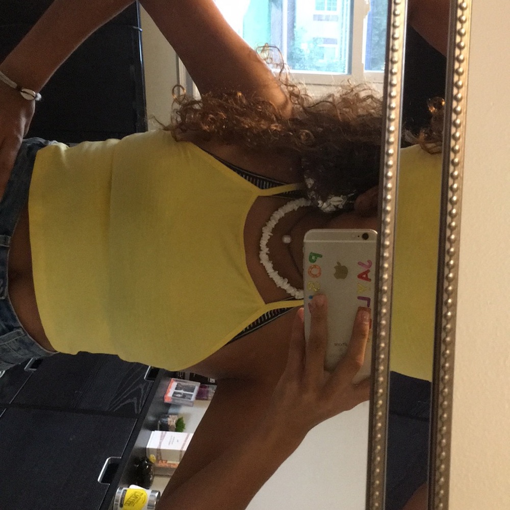 yellow cropped halter